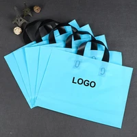 100pcs custom shopping bag clothing store packaging bag blue bag gift shopping bag custom plastic tote bag custom logo