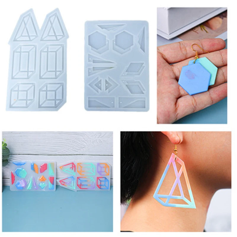

Epoxy Mould DIY Silicone Mold Polygonal Combination Earrings Silicone Molds Earrings Pendant Jewelry Making Molds