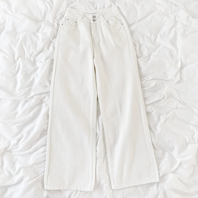 

TVOVVIN Jeans Solid Vintage Straight Spring Summer High Waist Pantalones De Mujer Zipper Buttons Fashion Jean Femme Korean GFQX