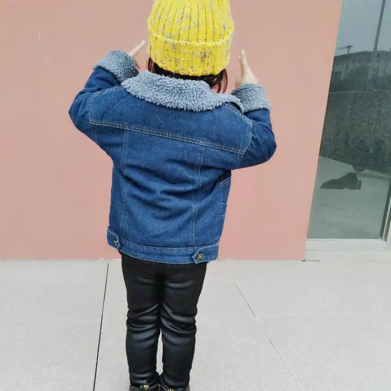Куртка для девочек Одежда маленьких зимняя джинсовая куртка пальто детей