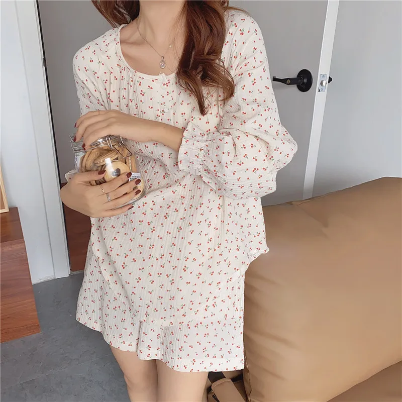 

Women's Pajama Sets Cotton Yarn Korean Style Shorts Pajama Sets Long Sleeve Soft Breathable Sleepwear Women