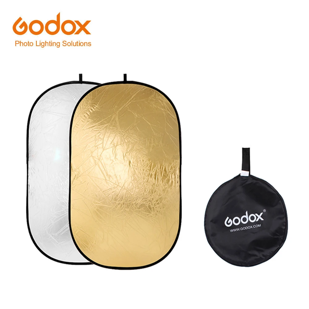 Godox 2 in 1 100*150cm Portable Collapsible Lighting Oval Photography Reflector for Studio Multi Photo Disc Diffuers Gold Silve |