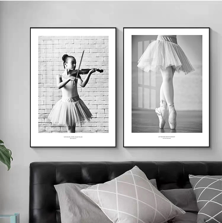 Плакаты и принты черно-белая скрипка балерина настенное искусство на холсте