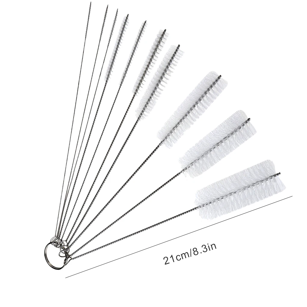 

10pcs/set Nylon Brush Multi-Functional Cleaning Tools Drink Straws Sewing Machine Cleaning Brush, White