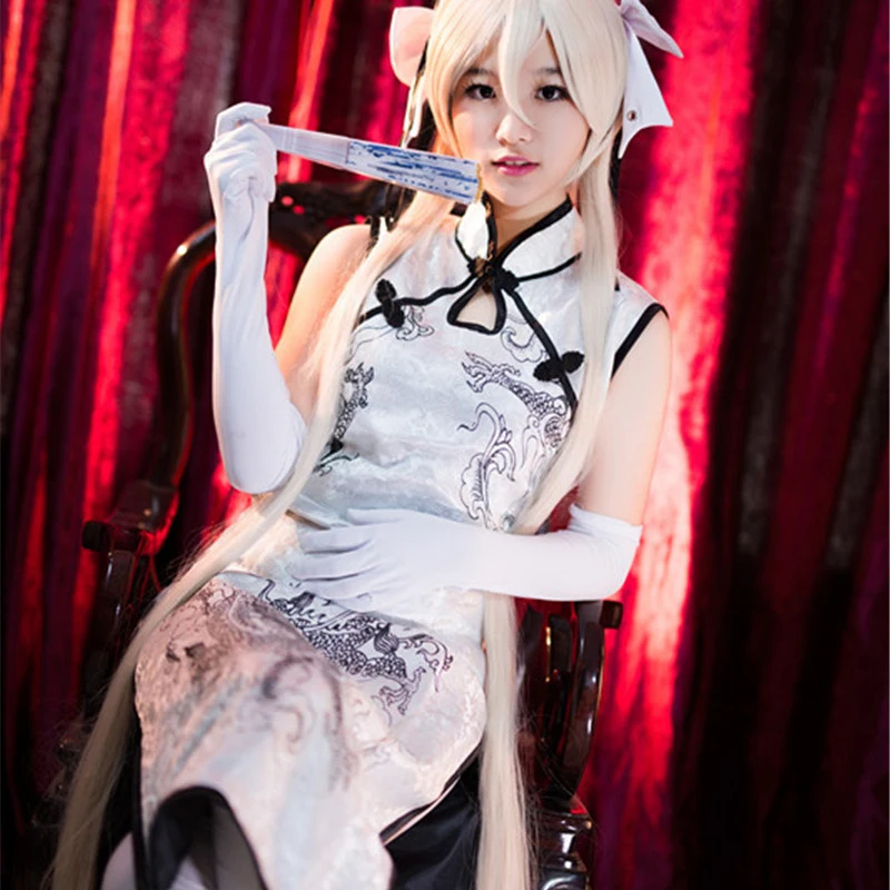 Sora Kasugano Косплей Cheongsam Yosuga no одежда для косплея девочек Сексуальная атласная