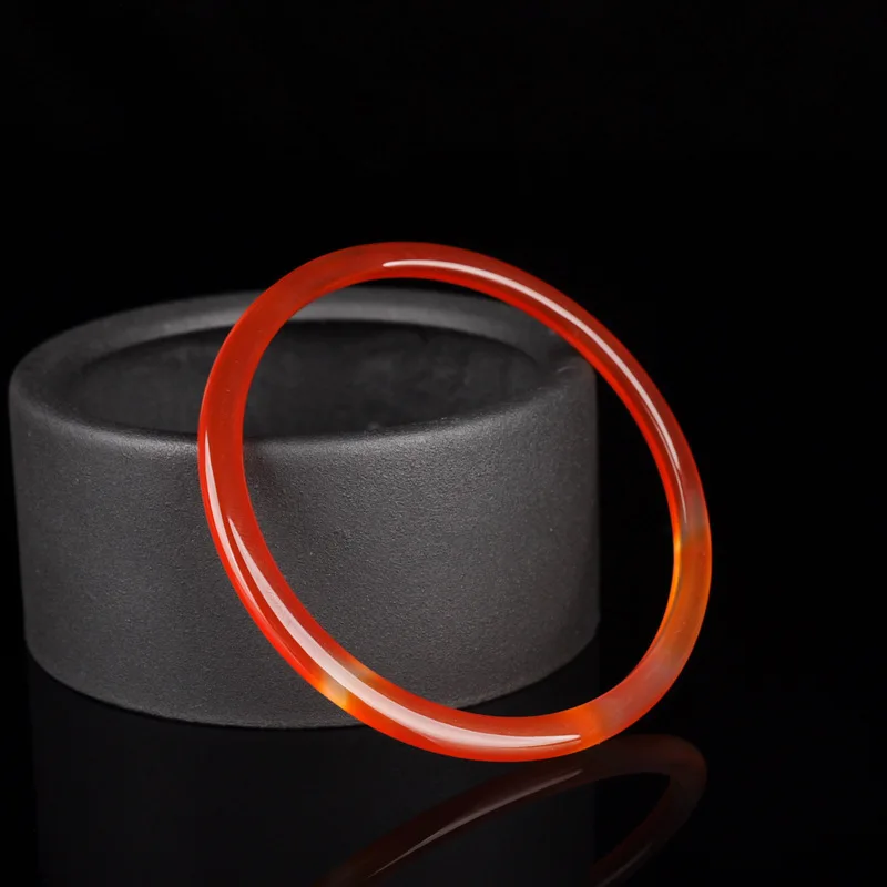 

Natural Carnelian Hand Carved Round Bar Bracelet Fashion Boutique Jewelry Women's Red Agate Beauty Bracelet