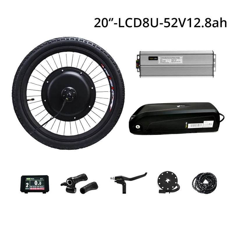 20in 52v12.8ah LCD8 48 в 1500 Вт комплект для переоборудования электрического велосипеда с батареей 7 скоростей Мотор колеса 52V12. 8AH e велосипед батарея 2A зарядное устройство электродвигатель колеса - Цвет: 20in 52v12.8ah LCD8