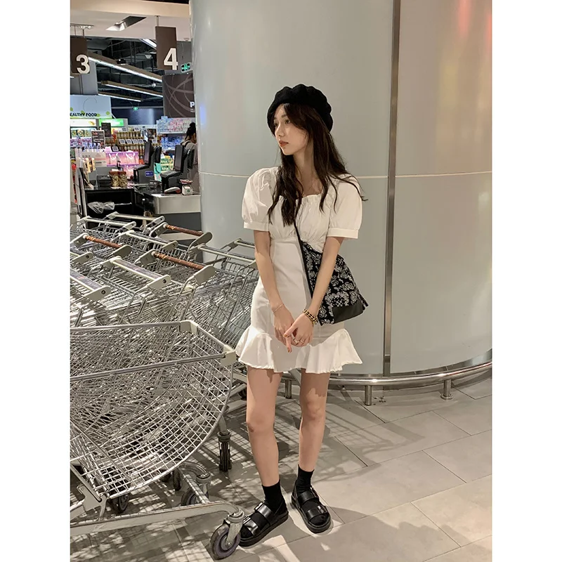 Платье женское с пышными рукавами и оборками | Женская одежда