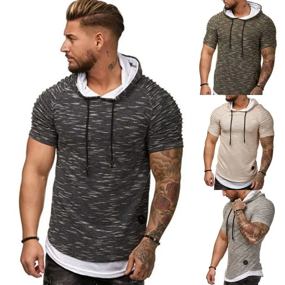 E-BAIHUI New Men Hooded T Shirt Summer Fashion Short-Sleeve streetwear T-Shirts Male Tops strange hip hop Camisa Masculina G031 | Мужская
