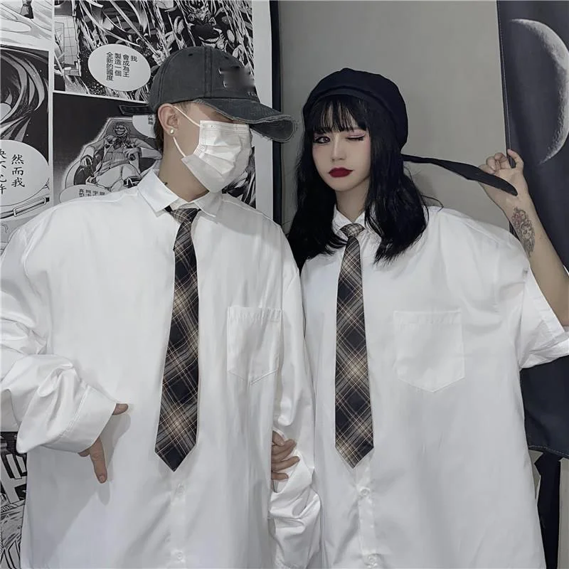 

Harajpoo Women Shirts Spring Summer Korean Version Ins Trend Wild Loose Preppy Style Casual Handsome Long-sleeved Couple Blouses