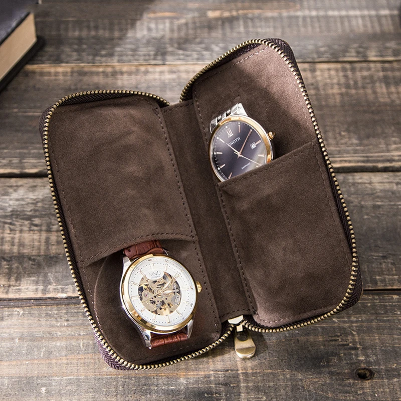 

Double Creativity Leather Watch Storage Box High Quality Lovers'Watch Protect Soft Bag Watch Collect Boxes Case