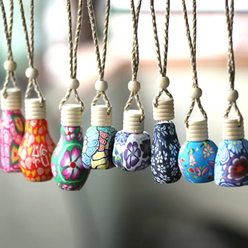 

Floral Art Printed Hanging Car Air Freshener Perfume Bottle Travel Fragrance Spray Bottle Pump Diffuser Scent Empty Case Pe O7X9