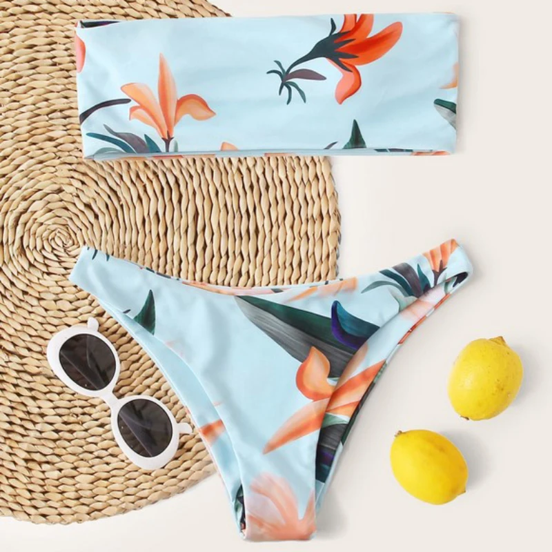 

Double Sided Bikini 2021 Women's Swimwear Split Set Swimsuit Bra for Printed Woman Bathing Suit Swimsuits Sexy Summer Swimwears