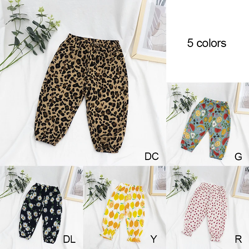 

2020 New Arrivals Baby Girls Summer Pants Kids Flower Fruit Print Pants Children Loose Elastic Waist Casual Thin Trousers 1-6Y