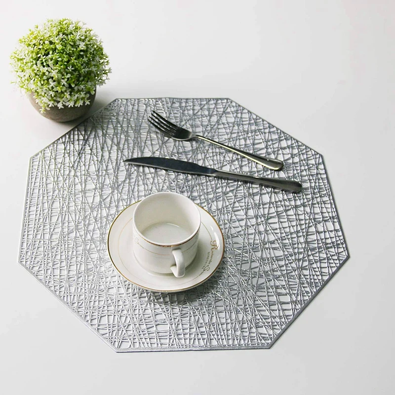 

10 Pcs Pressed PVC Metallic Hollow Placemats with 5 Pcs Stainless Steel French Fries Cutter