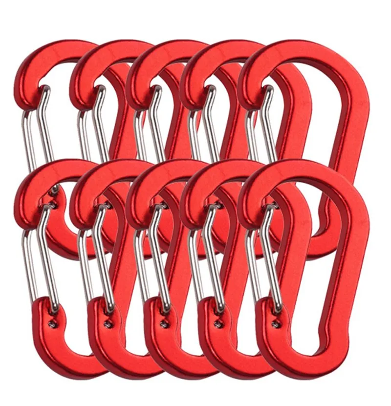 

10pcs Carabiners Aluminum Alloy D Carabiner Spring Snap Clip Hooks Keychain Climbing Carabiner for Keys Camping Tools