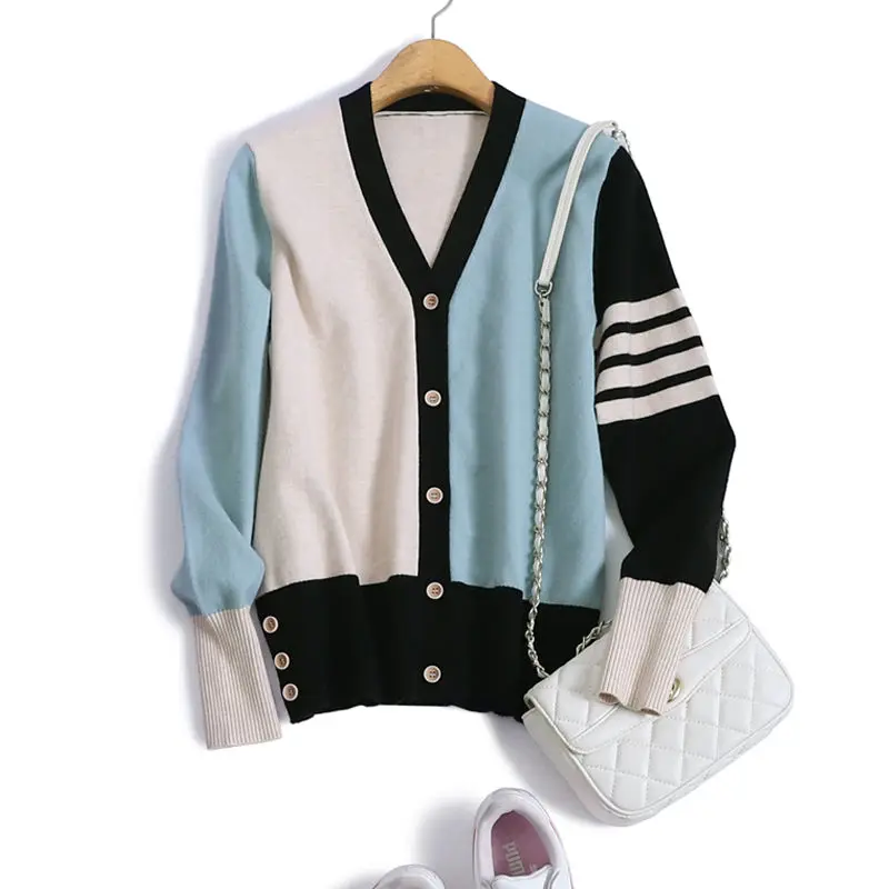 

Sweater Women Casual V-neck Knitted Cardigan Women Autumn Winter Long Sleeve Button Female Cardigan Loose Streetwear Sweaters