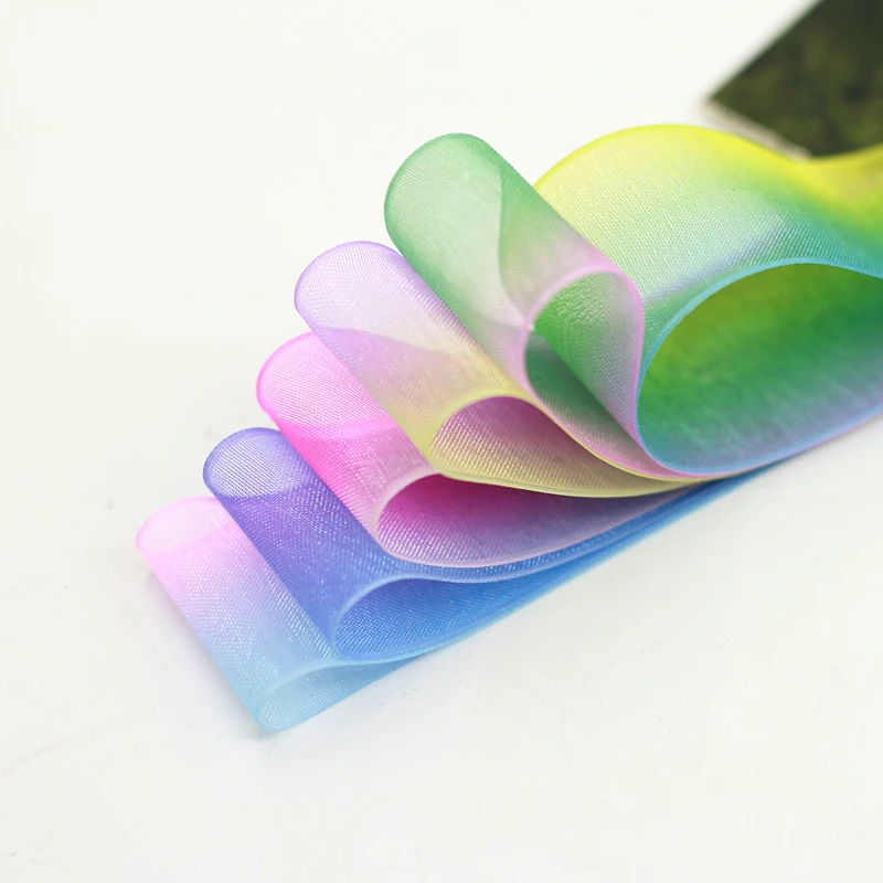 

(10 meters/partij) 25mm Gradint Kleur Organza Linten voor Bruiloft Home Decor Cadeaupapier Handgemaakte Haar Boog Accessoires