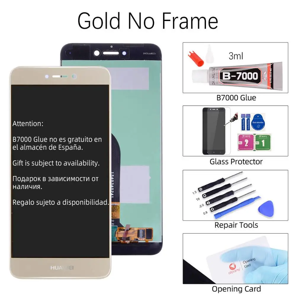 No Frame Gold ЖК-дисплей для huawei P9 lite, сенсорный экран с рамкой, Замена для huawei P9 Lite, ЖК-дисплей LA1 LX1 LX2 LX3 - Цвет: No Frame Gold