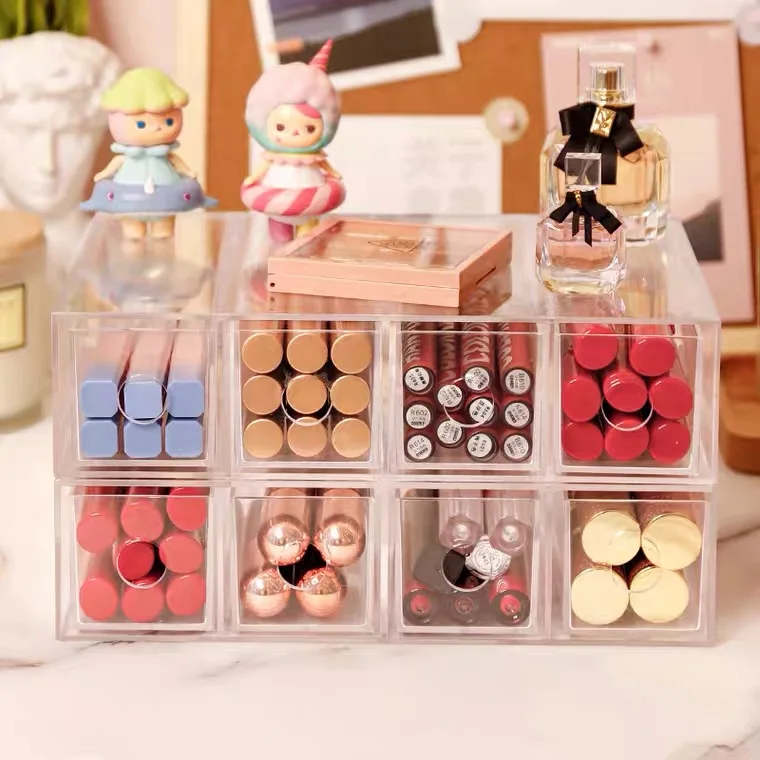 

4 Grid Cosmetic Lipstick Box Desktop Pen Holder Makeup Brush Eyebrow Pencil Case Large Capacity Stationery Supplies Organizer