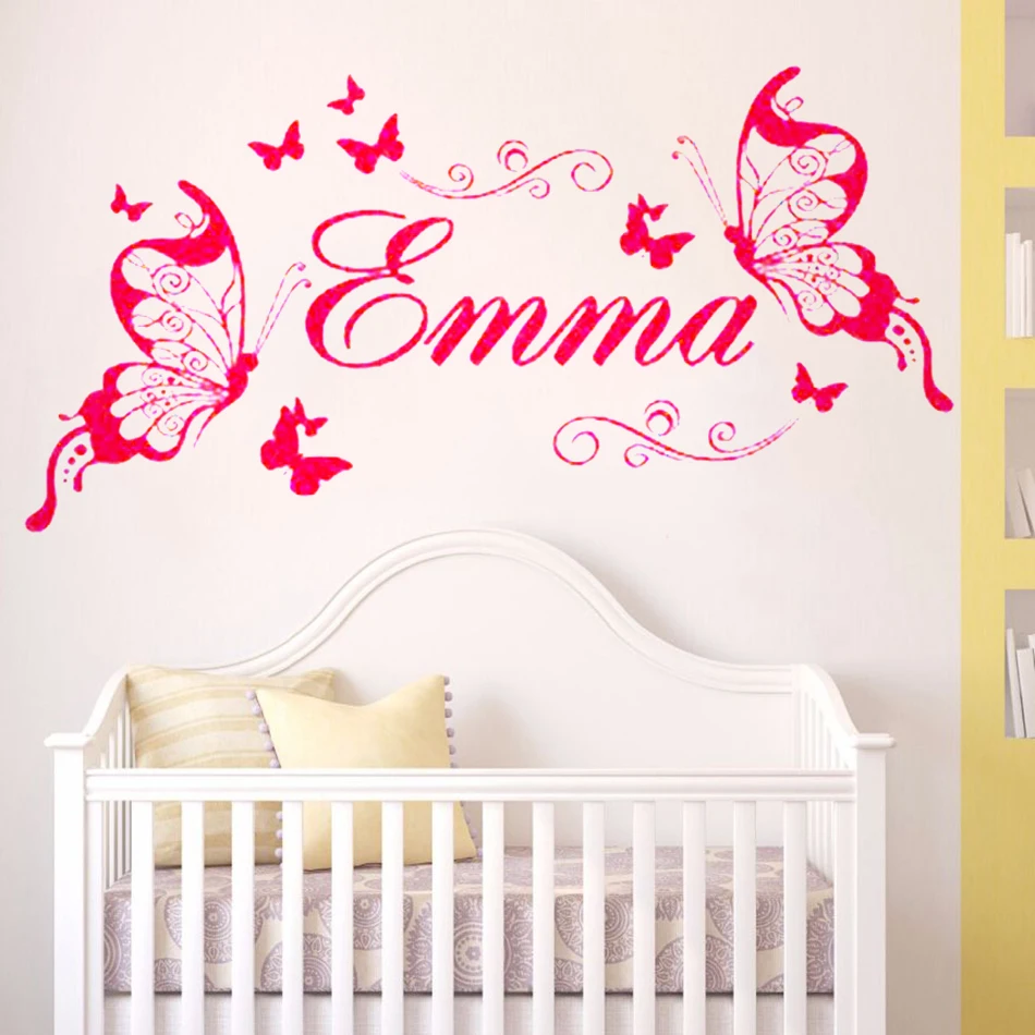 

YOYOYU Wall Decal Emma Girl Room Decoration Name Butterfly Wall Sticker for Kids Rooms Vinyl Art Poster YO150