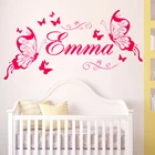 Наклейка на стену YOYOYU, Эмма, украшение для комнаты, имя, Бабочка, наклейка на стену для детской комнаты, виниловый художественный плакат, YO150