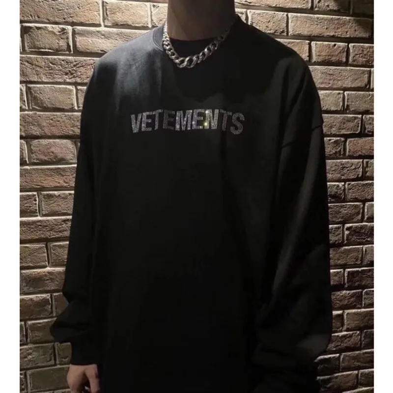 

Embroidery Sweatshirt Man Women Black Long Sleeve Letter Print Hoodies 2021 Fashion Streetwear VTM Branding Hooded Sweatshirts