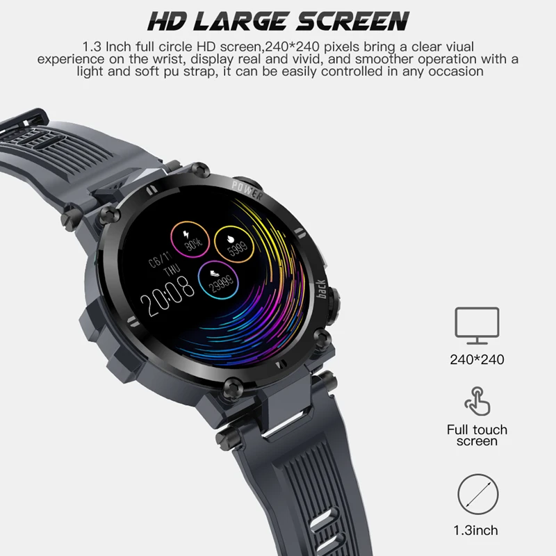 senbono 2021 men full touch screen smart watch ip68 waterproof support hrbp fitness tracker d13 smartwatch for ios android free global shipping