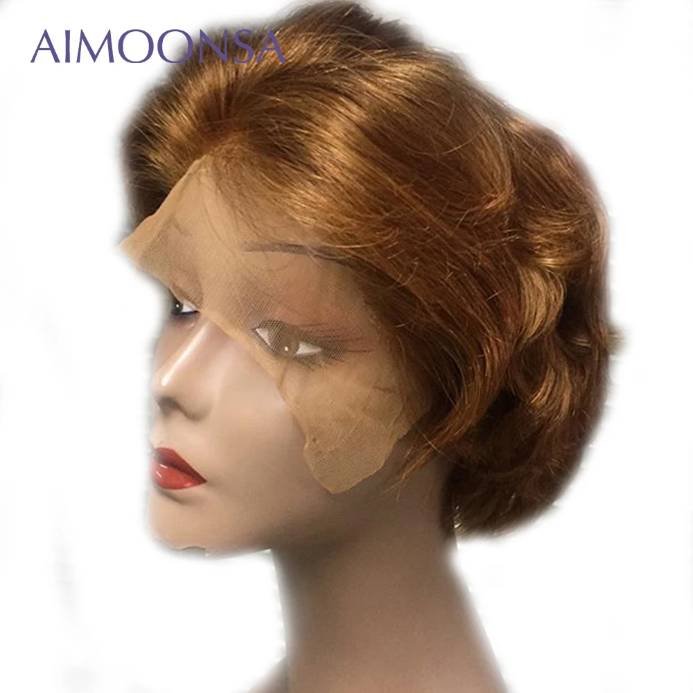 Короткие кружевные передние человеческие волосы парики натуральный мед блонд 613