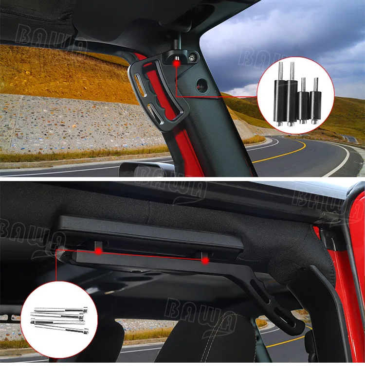 BAWA подлокотники Передняя поручень для Jeep Wrangler JK 2007- алюминиевый сплав автомобиля передние задние внутренние поручни