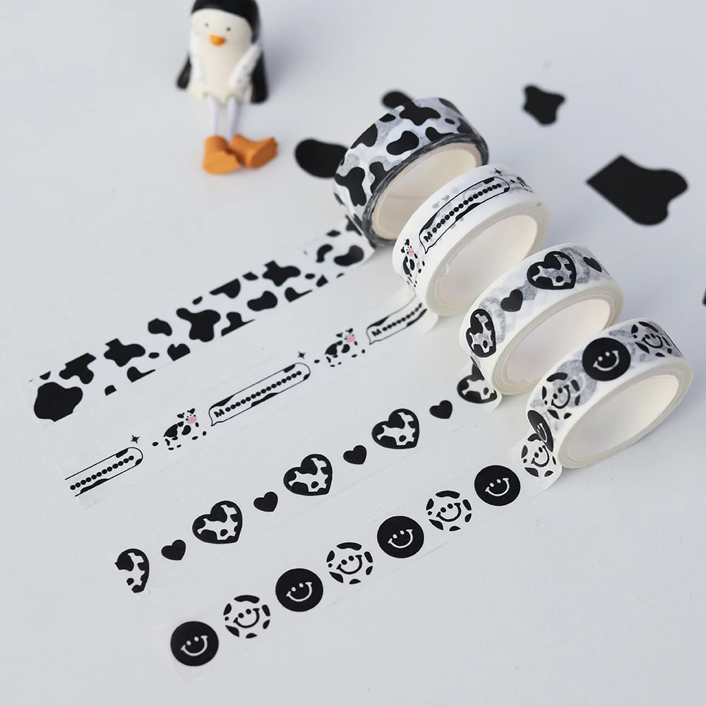 1Pcs Kawaii Korean Milk Cow Print Washi Tapes Decoration Material Sticker Scrapbooking Planner Adhesive Masking Tapes Stationary