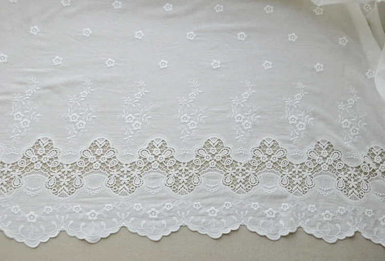 100% хлопок с двусторонней вышивкой кружева ткань занавески юбка ширина 130 см
