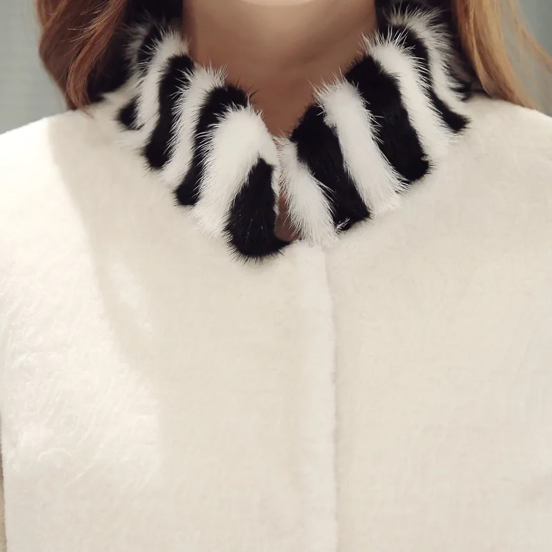 Женская Шуба из овчины теплая шуба натурального меха норки с воротником-стойкой