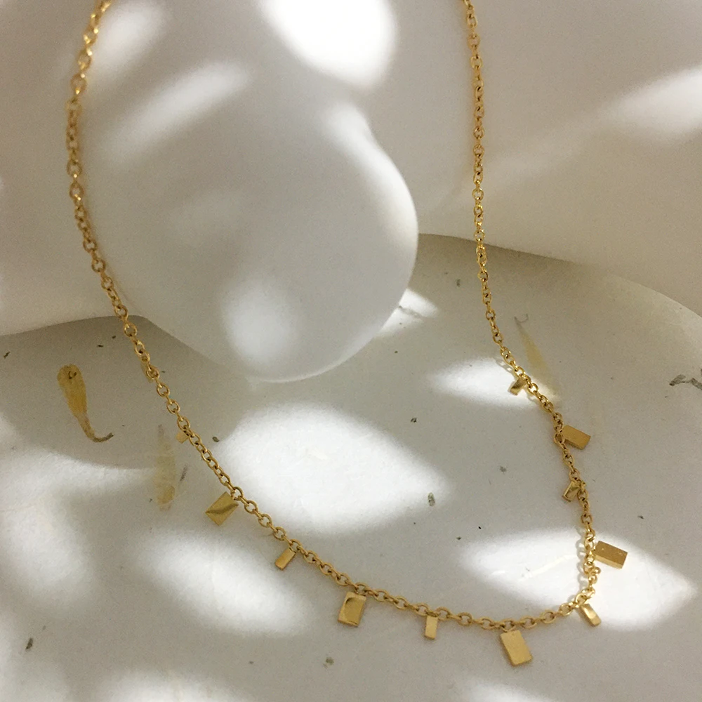 Монланшер Восхитительная Милая Тонкая Золотая Цепочка Чокеры Геометрические Чипсы Металлическое Ожерелье Минималистичные Трендовые Ожерелья Ювелирные Изделия.