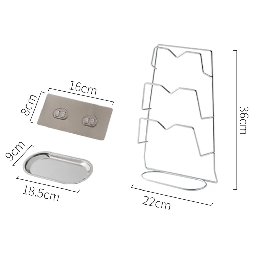 

3 Layers Stainless Steel Kitchen Pot Cover Racks Punch-Free Storage Chopping Board Racks With Tray Kitchen Wall Organizers