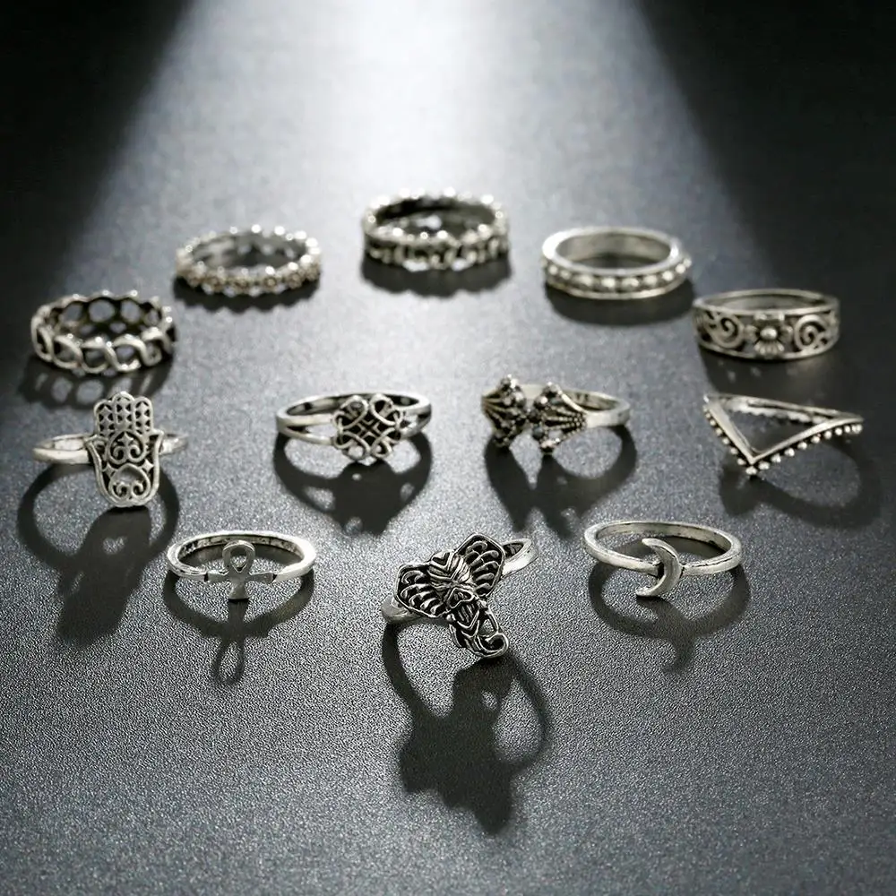 Meyfflin Винтаж Тарельчатая комплект для Для женщин модные Anel Aneis Bague камень серебро Миди палец кольца Бохо ювелирные изделия 10 шт./компл