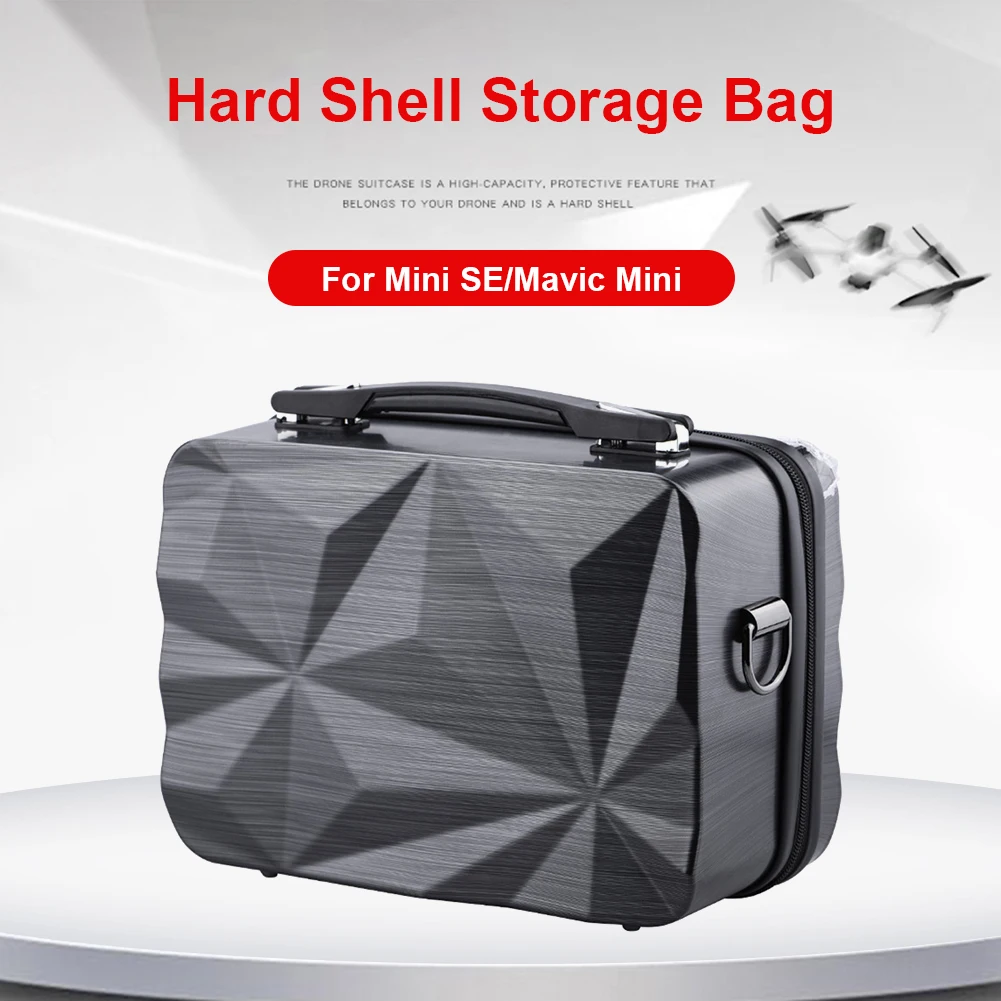 

Black/Silver Diamond Drone Storage Bag w/ Shoulder Strap 295*230*145mm/11.61*9.06*5.71in Outdoor ABS+EVA Hard Shell Case for DJI