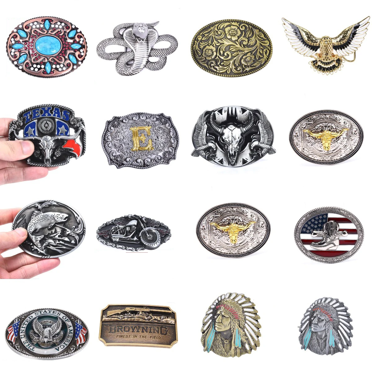 

Mens' Belt Buckle Belt Buckle Western Cowboy Flower Bottom Cow Flying Eagle Belt Buckle Gold Metal Jeans Accessories