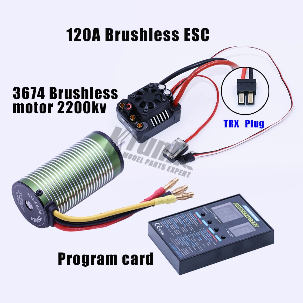 2200KV TRX plug X-team 3674 бесщеточный мотор+ EZRUN Max10 120A RTR ESC водонепроницаемый бесщеточный ESC для 1/10 SCT грузовик Moster грузовик RC автомобиль - Цвет: 2200KV TRX plug