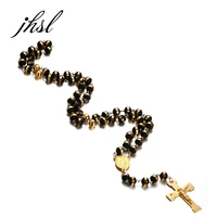jhsl men jesus cross pendants long strand necklace sweater chain silicone stainless steel gold color fashion christian jewelry