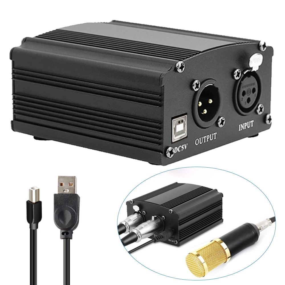 

USB 48V Phantom Power for bm 800 Condenser Microphone bm800 Karaoke Studio Microphone Xlr Cable bm-800 Phantom Power Sound Card