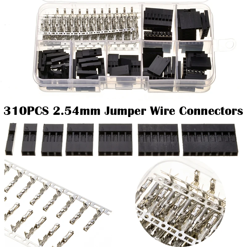 

310pcs/Set Dupont Wire Jumper Pin Header Connector Housing Kit Electronics Cable Jumper Wire Pin Header Housing Connector