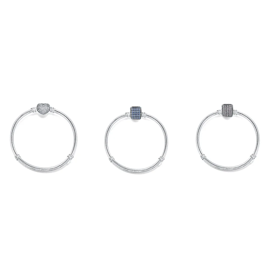 

Women Bracelets 925 Sterling Silver Snake Chain Bracelets Fashion Square Blue Crystal For Women Jewelry Making