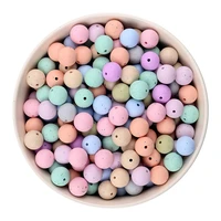 xuqian 15mm hot sale 50pcs with color silicone teething beads for diy baby necessities pacifier chain accessories b0017