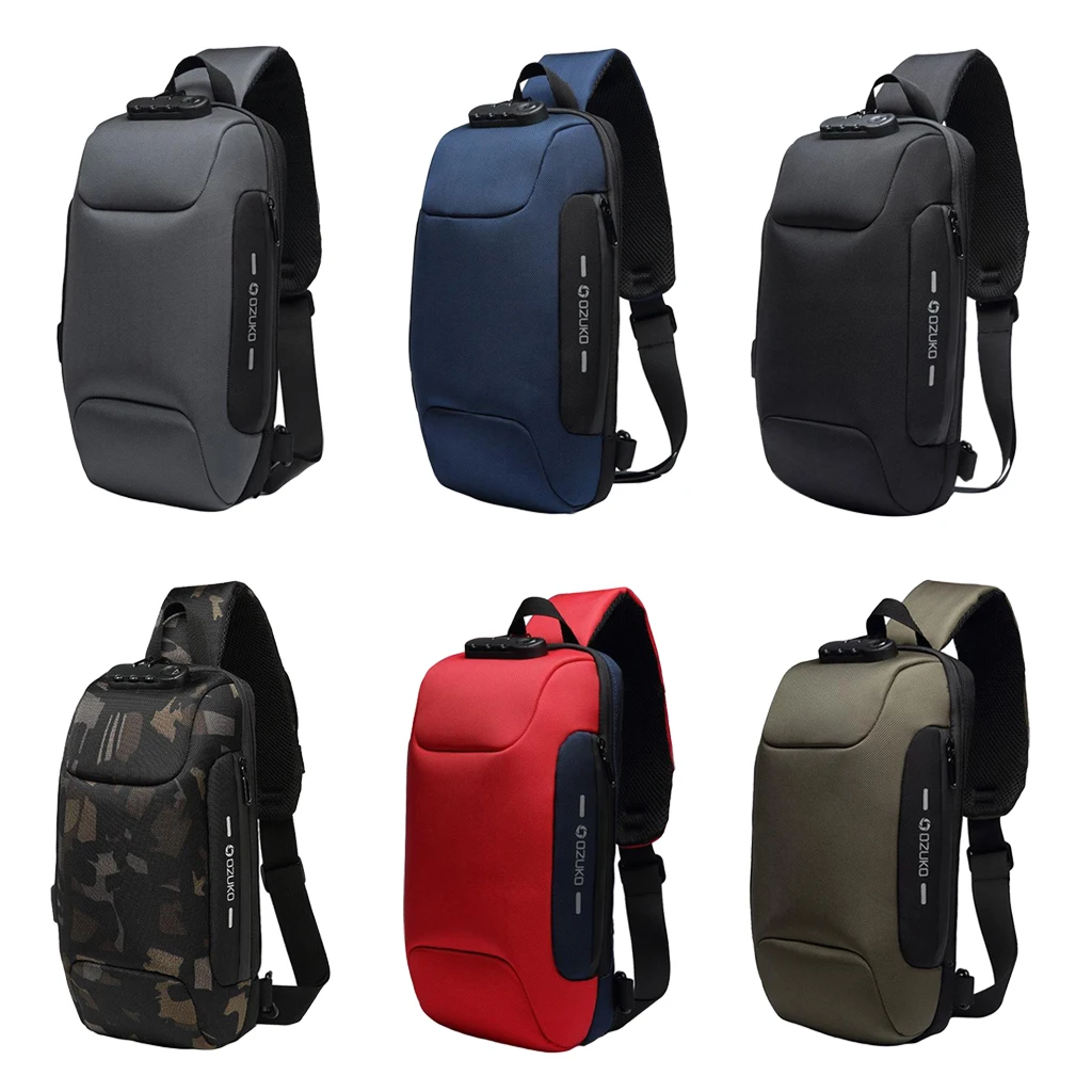 

Sling Bag Shoulder Crossbody Backpack Waterproof Chest Bag with USB Charging Port Lightweight Casual Daypack