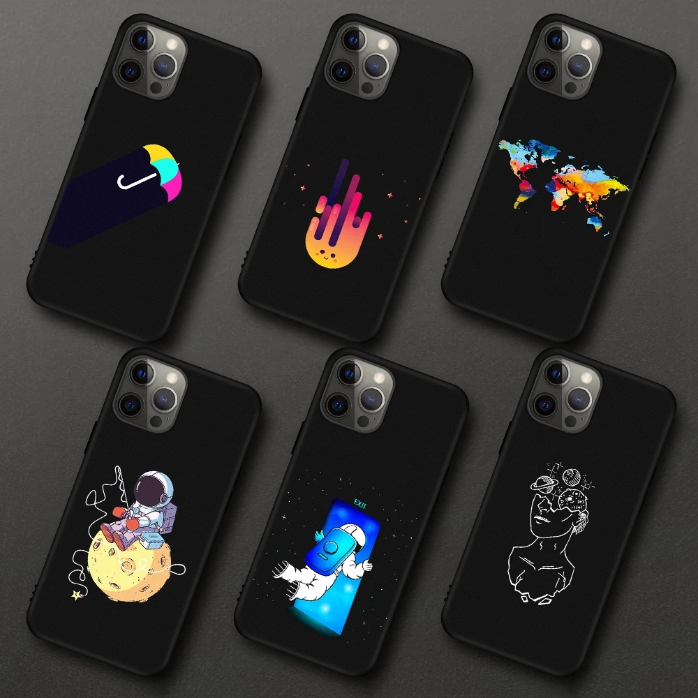 Чехол с милым рисунком для iPhone 12 Pro Max XS XR 11 модный черный мягкий чехол из ТПУ 8 7 Plus SE