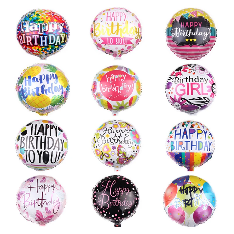 

Новые 33 узоров 18-дюймовый Круглый воздушные шары из фольги с днем рождения надувные воздушные шары с гелием на день рождения вечерние высок...