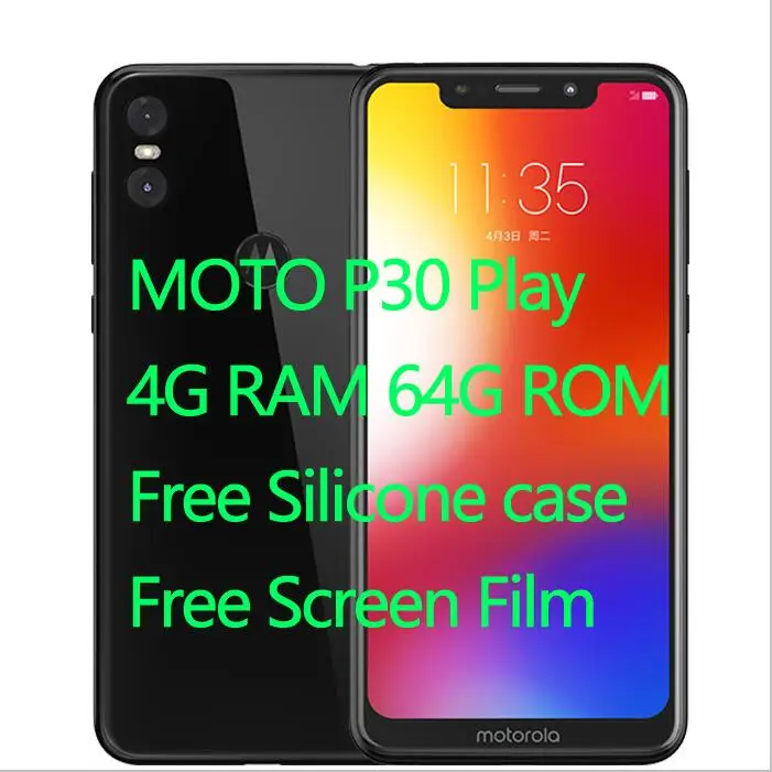 4GB 64GB Black Motorola MOTO P30 Play, 4G, 64G, Восьмиядерный мобильный телефон Snapdragon 625, 5,86 дюймов, 19:9, две тыловые камеры, отпечаток пальца - Цвет: 4GB 64GB Black