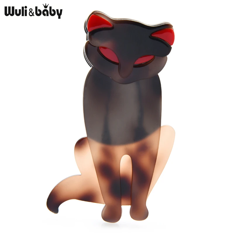

Wuli&baby Big Acrylic Cat Brooches For Women Men 4-color Lovely Sitting Cat Pet Casual Party Brooch Pin Gifts