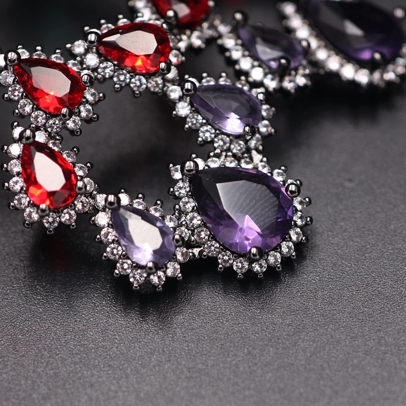 Vintage Water Drop Flower Big Dangle Earrings For Women Shiny Cubic Zirconia Stone Crystal Luxury Large Earring Wedding Jewelry | Украшения